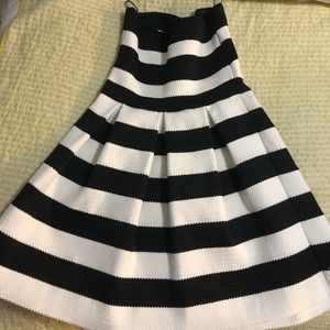 Black and white striped express dress.